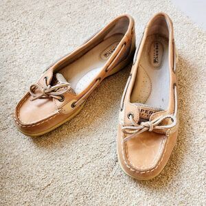Sperry Topsiders Boat Shoe Tan Woven 7.5
